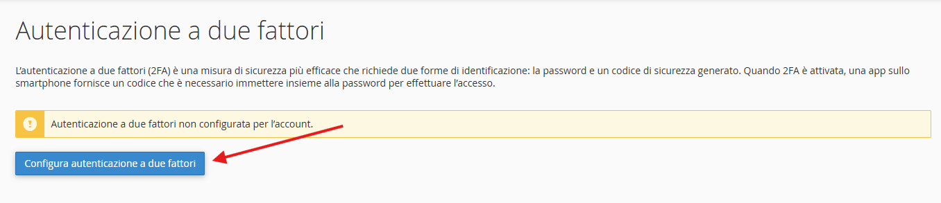 configurazione autenticazione a due fattori
