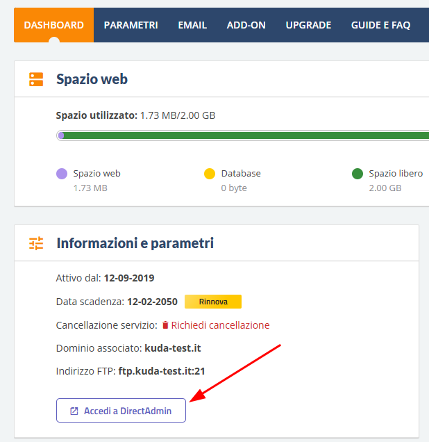 directadmin accedi