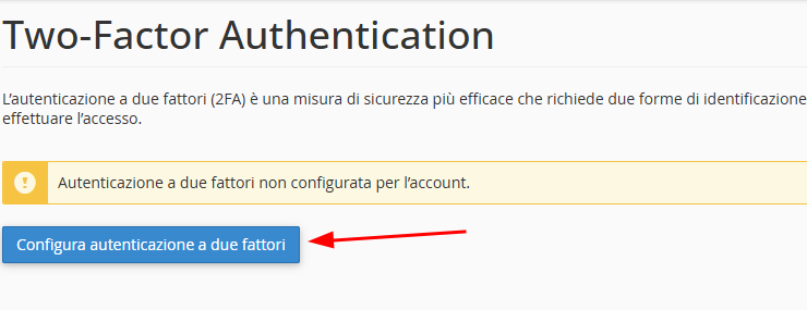 configura autenticazione a due fattori 