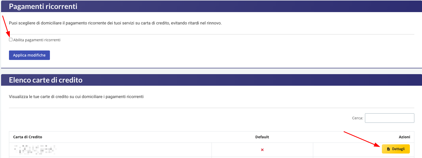 abilita pagamento automatico
