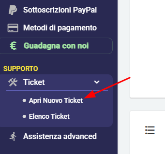 apri nuovo ticket