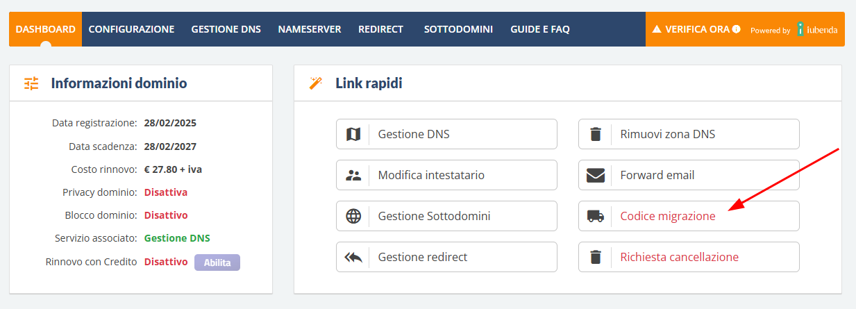 codice di migrazione