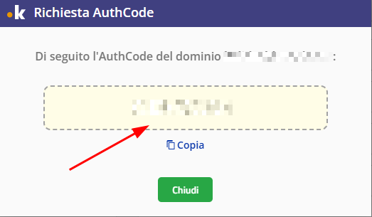 richiesta codice authinfo
