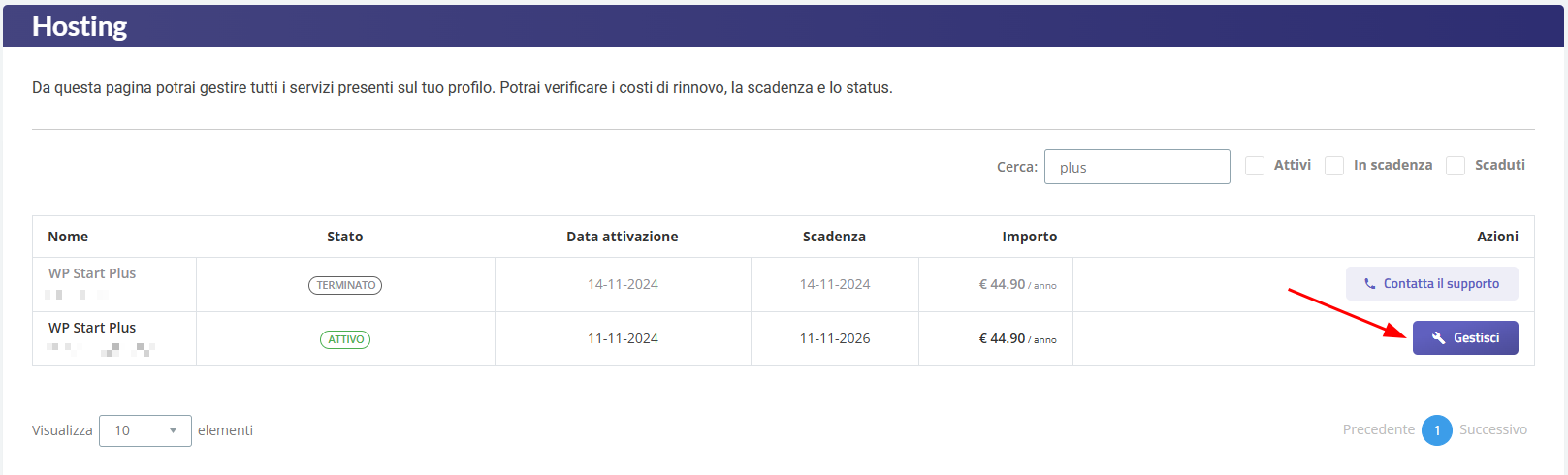 hosting wordpress gestisci