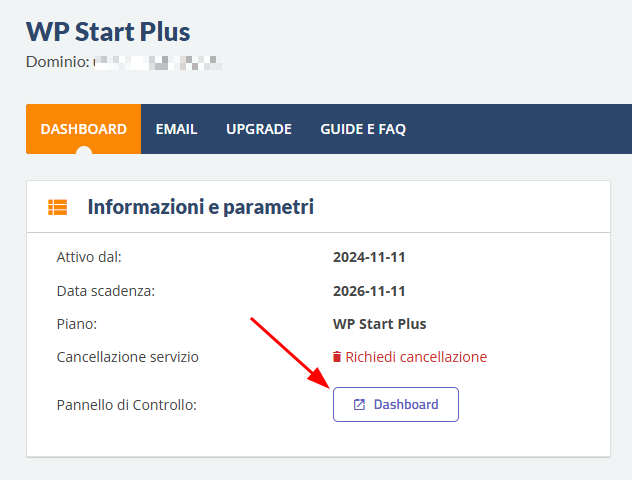 hosting wordpress dashboard