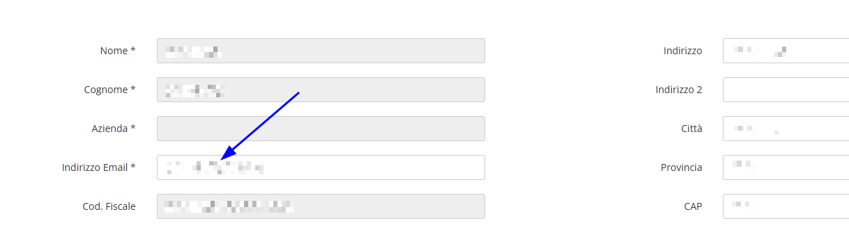 modifica indirizzo email