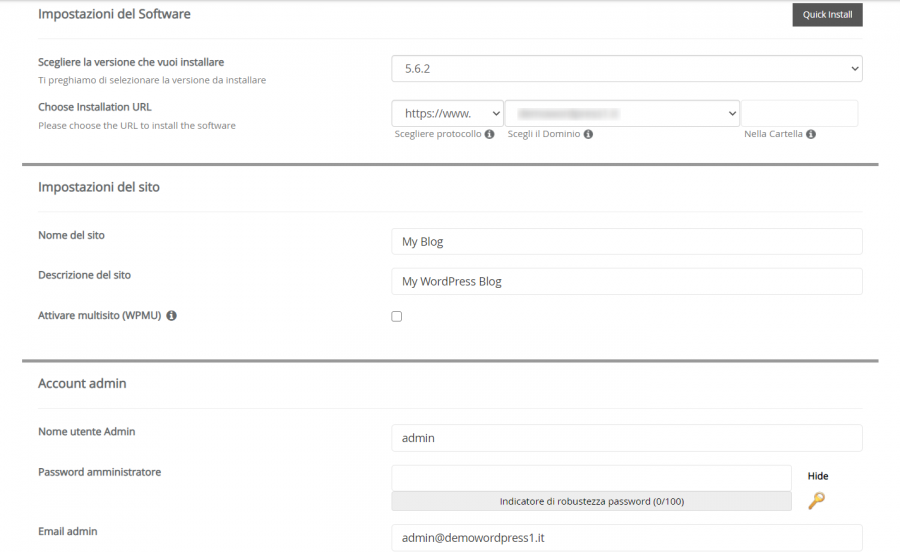 wordpress impostazioni