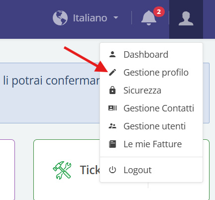 area clienti keliweb gestione del profilo