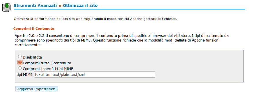 Abilitare compressione gzip