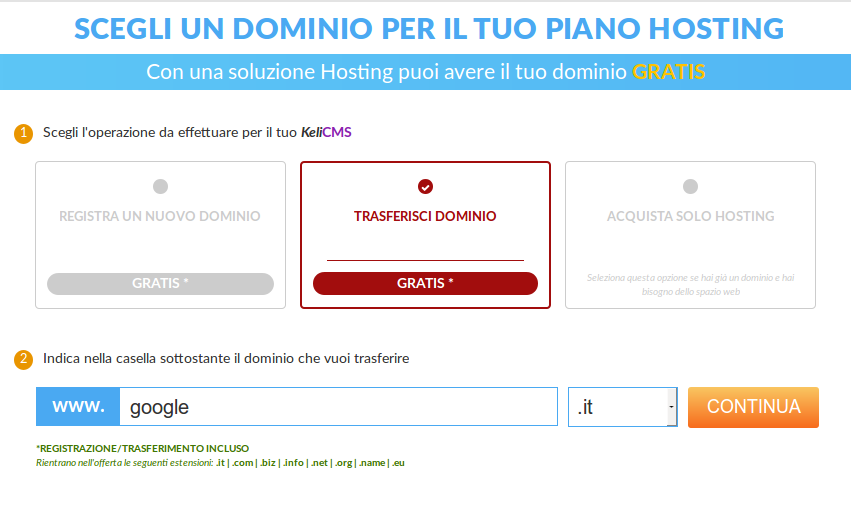 Hosting Trasferimento Dominio