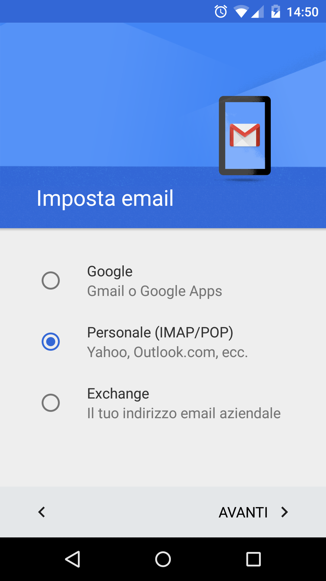 come configurare la posta elettronica su android