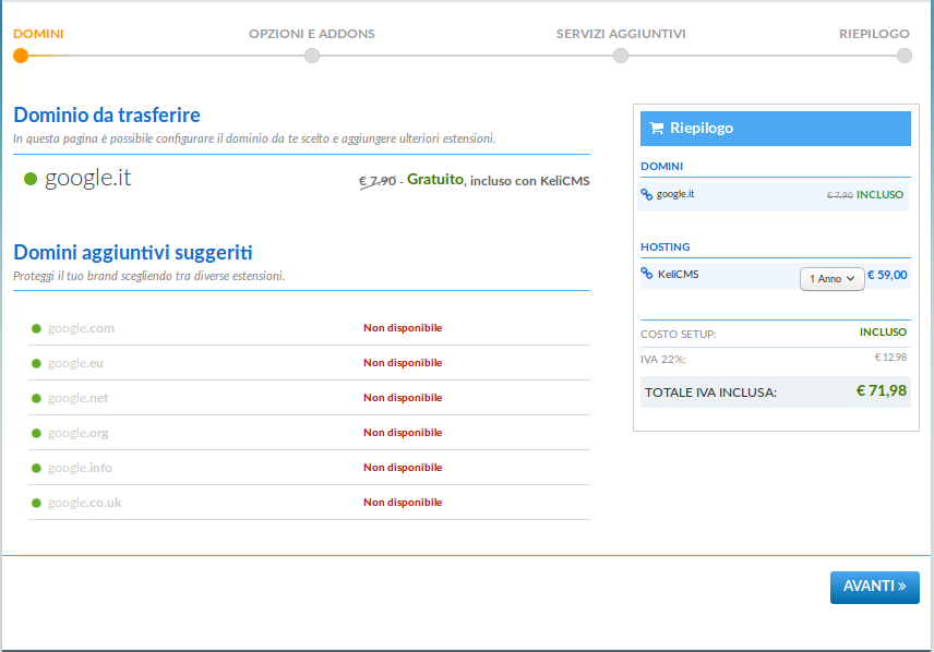 Hosting Trasferimento Dominio