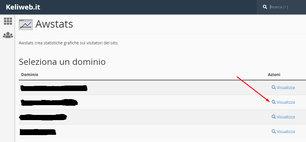 cPanel Awstats scelta dominio