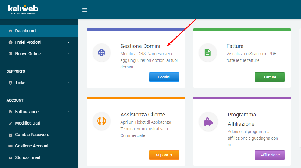 Keliweb gestione domini Gestione domini