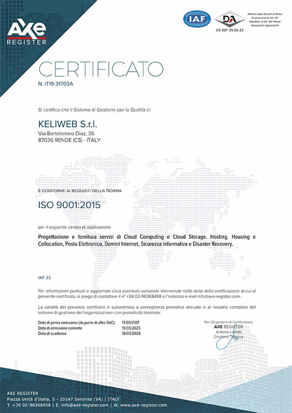 Certificato ISO 9001